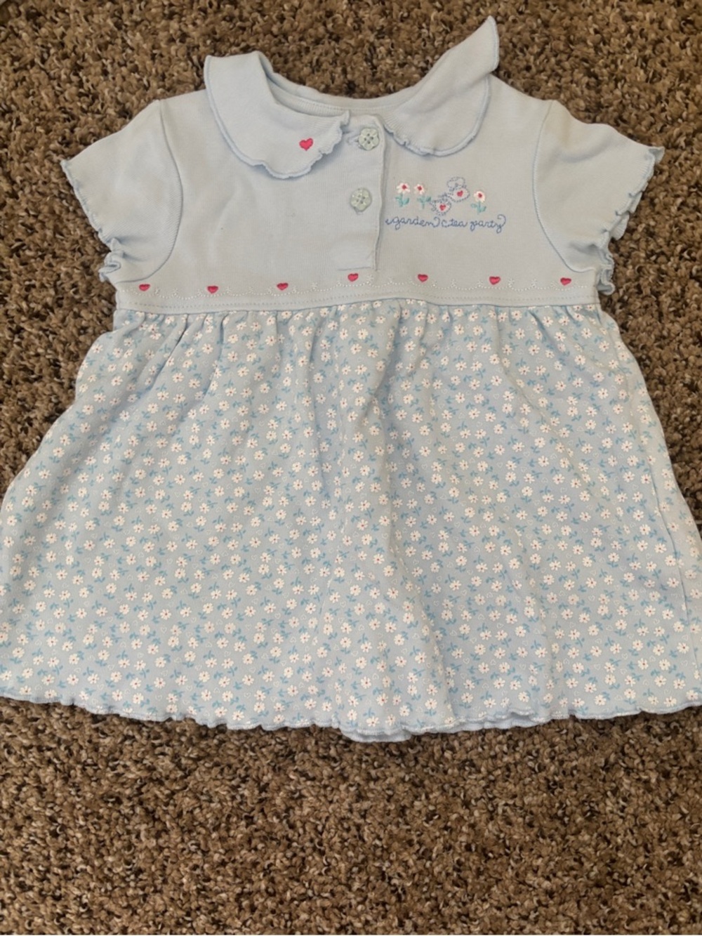Light Blue Baby Dress with Floral Skirt Carters 6M